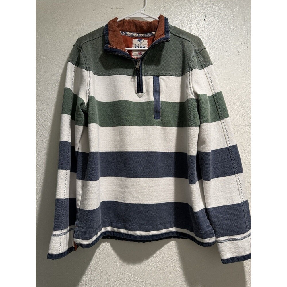 Fat Face The Airlie 1/4 Quarter Zip Pullover Medium Men Navy Green Rare Colorway